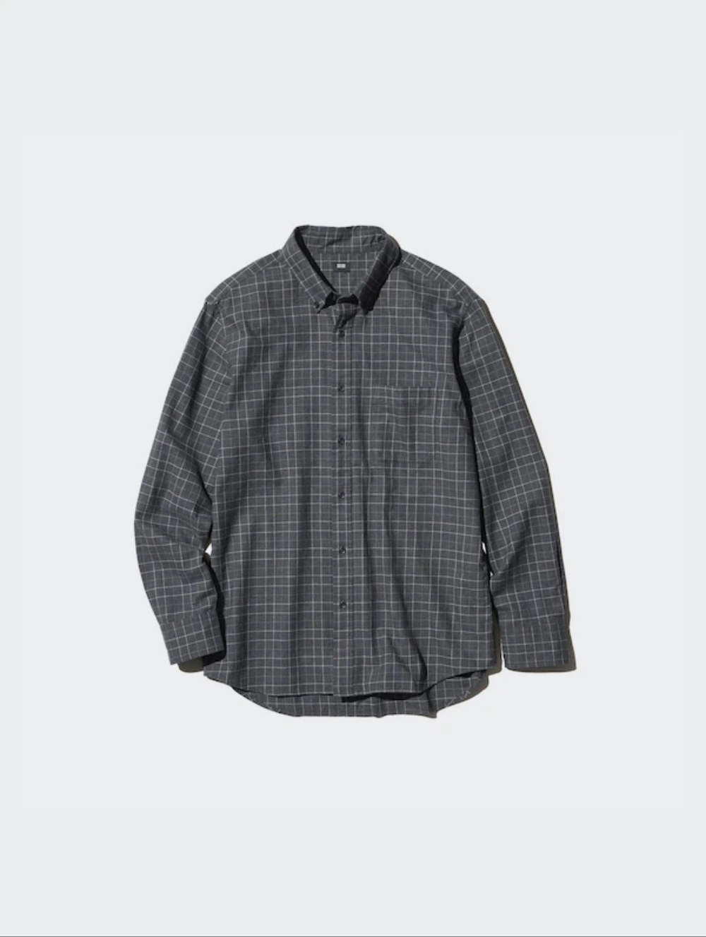 Uniqlo Flannel Checked Long Skeeve Shirt Gray L